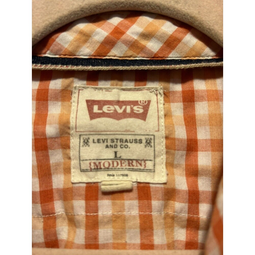 Levis Modern Plaid Western Shirt Mens Size Large Long Sleeve Pearl Snap Vintage - Picture 2 of 9